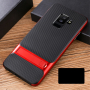 Elegancja etui plastikowe ze stojakiem do Samsung Galaxy A6 (2018) - czerwone