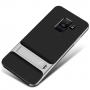 Elegancja etui plastikowe ze stojakiem do Samsung Galaxy A6 (2018) - srebrne