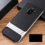 Elegancja etui plastikowe ze stojakiem do Samsung Galaxy A6 (2018) - srebrne