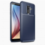Ipaky etui plastikowe z teksturą karbonową do Samsung Galaxy A6 Plus (2018) - ciemnoniebieskie