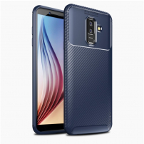 Ipaky etui plastikowe z teksturą karbonową do Samsung Galaxy A6 Plus (2018) - ciemnoniebieskie