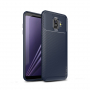 Ipaky etui plastikowe z teksturą karbonową do Samsung Galaxy A6 (2018) - ciemnoniebieskie