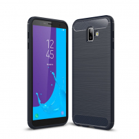 Etui plastikowe z teksturą szlifowaną do Samsung Galaxy J6 Plus - ciemnoniebieskie
