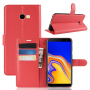 Litchi pokrowiec flip do Samsung Galaxy J4 Plus - czerwony