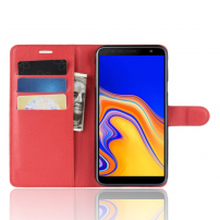 Litchi pokrowiec flip do Samsung Galaxy J4 Plus - czerwony