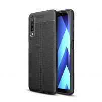 Litchi etui skórzane do Samsung Galaxy A7 (2018) - czarne
