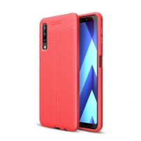 Litchi etui skórzane do Samsung Galaxy A7 (2018) - czerwone