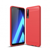 Etui plastikowe z teksturą szlifowaną do Samsung Galaxy A7 (2018) - czerwone