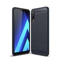 Etui plastikowe z teksturą szlifowaną do Samsung Galaxy A7 (2018) - ciemnoniebieskie