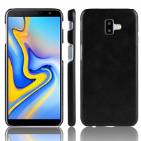 Litchi Skin etui skórzane do Samsung Galaxy J6 Plus - czarne
