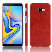 Litchi Skin etui skórzane do Samsung Galaxy J6 Plus - czerwone