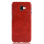Litchi Skin etui skórzane do Samsung Galaxy J6 Plus - czerwone