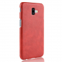 Litchi Skin etui skórzane do Samsung Galaxy J6 Plus - czerwone