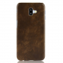Litchi Skin etui skórzane do Samsung Galaxy J6 Plus - brązowe
