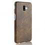 Litchi Skin etui skórzane do Samsung Galaxy J6 Plus - brązowe