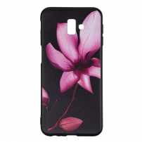 Etui plastikowe kwiat do Samsung Galaxy J6 Plus - czarne