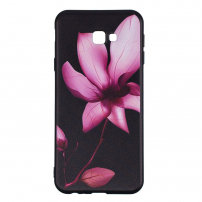 Etui plastikowe kwiat do Samsung Galaxy J4 Plus - czarne