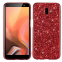 Etui plastikowe z glitterami do Samsung Galaxy J6 Plus - czerwone