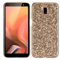 Etui plastikowe z glitterami do Samsung Galaxy J6 Plus - złote