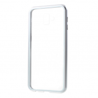 Etui z ramką magnetyczną i szkłem hartowanym do Samsung Galaxy J6 Plus - srebrne
