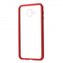 Etui z ramką magnetyczną i szkłem hartowanym do Samsung Galaxy J6 Plus - czerwone
