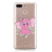 Etui ochronne miękkie słoń w kwiatach do Xiaomi Redmi 6 - przezroczyste