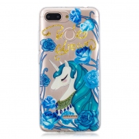 Etui ochronne miękkie niebieski jednorożec do Xiaomi Redmi 6 - przezroczyste