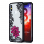 Etui plastikowe mały kwiat z koronką do Xiaomi Mi 8 - czarne