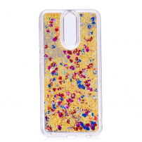 Etui lustrzane z pływającymi glitterami do Xiaomi Redmi Note 5 - złote