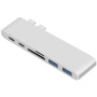 6w1 koncentrator 2x USB-C złącze + 2x USB-C port + czytnik kart SD i micro SD + 2x port USB 3.0 - srebrny