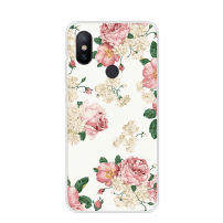 Etui ochronne plastikowe różowe kwiaty do Xiaomi Mi A2 - białe