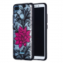 Etui ochronne z dużym czerwonym kwiatem do Xiaomi Redmi 6 - niebieskie