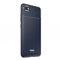 Etui ochronne z teksturą włókien karbonowych do Xiaomi Redmi 6 - niebieskie