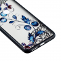 Etui ze wzorem koronki, motylów i roślin do Xiaomi Redmi Note 6 Pro - niebieskie