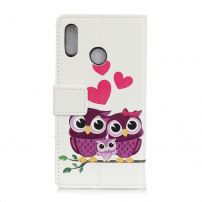Pokrowiec skórzany sowia rodzina do Xiaomi Redmi Note 7 - biały
