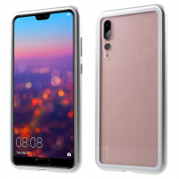 Ramka metalowa ze szkłem hartowanym do Huawei P20 Pro - srebrna