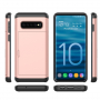 Etui plastikowe z przegródką na kartę do Samsung Galaxy S10 Plus - różowo-złote