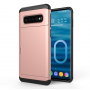 Etui plastikowe z przegródką na kartę do Samsung Galaxy S10 Plus - różowo-złote