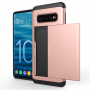 Etui plastikowe z przegródką na kartę do Samsung Galaxy S10 Plus - różowo-złote