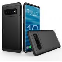 Etui plastikowe z przegródką na kartę do Samsung Galaxy S10 Plus - czarne