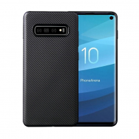 Etui plastikowe z teksturą włókien karbonowych do Samsung Galaxy S10 Plus - czarne
