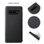 Etui plastikowe z teksturą włókien karbonowych do Samsung Galaxy S10 Plus - czarne