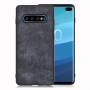 Etui ochronne skórzane z teksturą dżinsową do Samsung Galaxy S10 Plus - ciemnoniebieskie