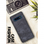 Etui ochronne skórzane z teksturą dżinsową do Samsung Galaxy S10 Plus - ciemnoniebieskie