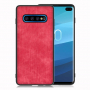 Etui ochronne skórzane z teksturą dżinsową do Samsung Galaxy S10 Plus - czerwone