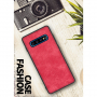 Etui ochronne skórzane z teksturą dżinsową do Samsung Galaxy S10 Plus - czerwone