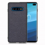 Etui ochronne skórzane z teksturą dżinsową do Samsung Galaxy S10 Plus - ciemnoniebieskie