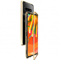 Luphie etui z ramką magnetyczną i szkłem hartowanym do Samsung Galaxy S10 - złote