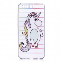 Etui plastikowe jednorożce i paski do Honor 9 - przezroczyste