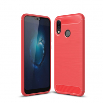 Etui plastikowe z teksturą szlifowaną do Huawei P20 Lite - czerwone